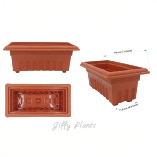 12" Rectangle Terracotta Plastic Pot